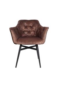 Industrielemeubelshop Eetkamerstoel Glendale cognac bruin velours