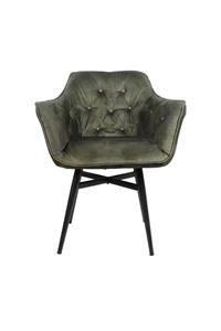Industrielemeubelshop Eetkamerstoel Glendale jungle groen velours
