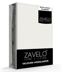 Zavelo Hoeslaken Velours Ivoor - Fluweel Zacht - 30 cm Hoekhoogte - Rondom Elastiek - Velvet -1-persoons (80/90x200/220 cm)