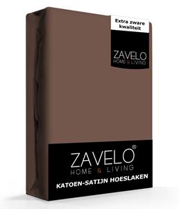 Zavelo Katoen - Hoeslaken Katoen Satijn Taupe - Zijdezacht - Extra Hoog-1-persoons (90x200 cm)