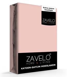 Zavelo Hoeslaken Katoen Satijn Poeder Roze-1-persoons (80x200 cm)