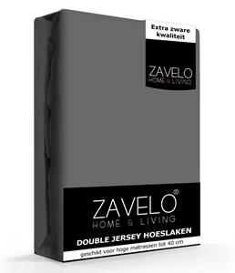 Zavelo Double Jersey Hoeslaken Antraciet-2-persoons (140x200 cm)