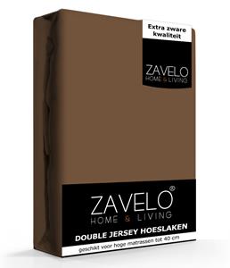 Zavelo Double Jersey Hoeslaken Bruin-Lits-jumeaux (160x200 cm)