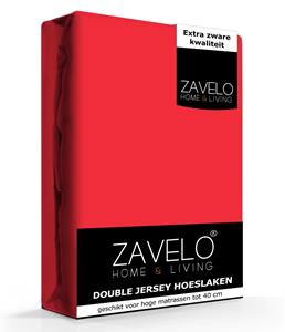 Zavelo Double Jersey Hoeslaken Rood-Lits-jumeaux (160x200 cm)