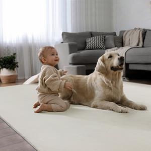 Merinos Superzacht Laagpolig Vloerkleed met bontlook Cream-70x140 cm