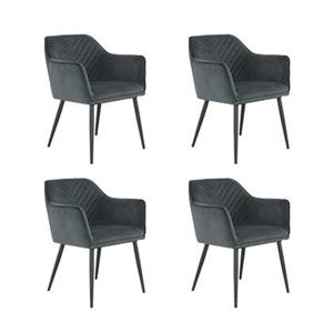 Bronx71 Velvet eetkamerstoel Fiona antraciet - Eetkamerstoelen set van