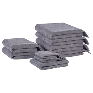 BELIANI Handdoek set van 9 katoen grijs ATIU