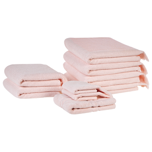 BELIANI Handdoek set van 9 katoen roze ATIU