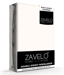 Zavelo Double Jersey Hoeslaken Creme-Lits-jumeaux (180x200 cm)