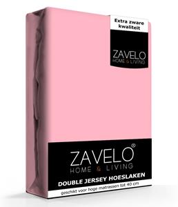 Zavelo Double Jersey Hoeslaken Roze-1-persoons (90x200 cm)