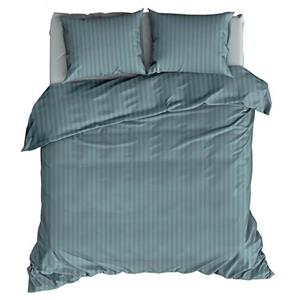 Satin d'Or Dekbedovertrek Streep Smoke Blue-1-persoons (140 x 200/220 cm)