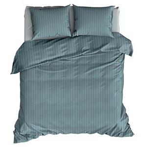 Satin d'Or Dekbedovertrek Streep Smoke Blue-2-persoons (200 x 200/220 cm)