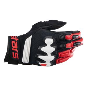 ALPINESTARS Halo Leather Gloves, Motorhandschoenen zomer, Zwart-Wit-Helder Rood