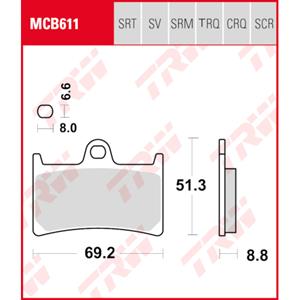 TRW Remblokken, en remschoenen voor de moto, MCB611TRQ Sinter track