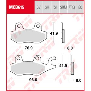 TRW Remblokken, en remschoenen voor de moto, MCB615TRQ Sinter track