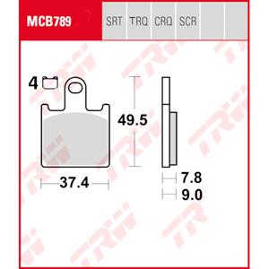 TRW Remblokken, en remschoenen voor de moto, MCB789TRQ Sinter track