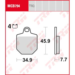 TRW Remblokken, en remschoenen voor de moto, MCB794TRQ Sinter track