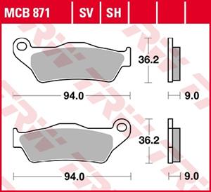 TRW Lucas Bremsbeläge organisch MCB871  94x36,2x9mm