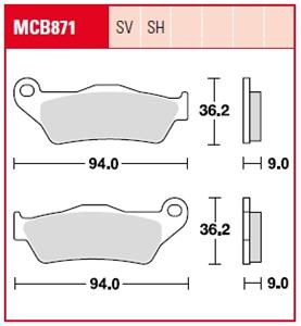 TRW Remblokken, en remschoenen voor de moto, MCB871SH Sinter street