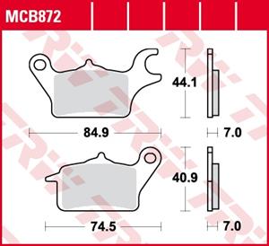 TRW Lucas Bremsbeläge organisch MCB872  84,9/74,5x44,1/40,9x