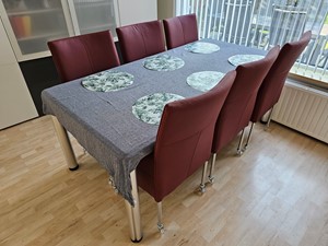 ShopX Leren eetkamerstoel spark, rood leer, rode keukenstoelen