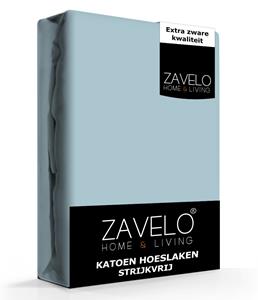 Zavelo Hoeslaken Katoen Strijkvrij Blauw-Lits-jumeaux (180x200 cm)