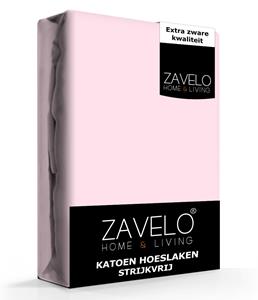 Zavelo Hoeslaken Katoen Strijkvrij Roze-Lits-jumeaux (180x200 cm)