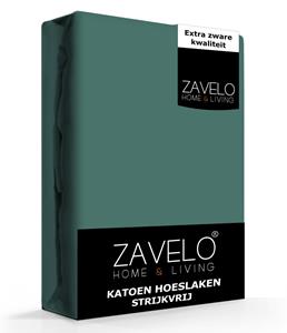 Zavelo Hoeslaken Katoen Strijkvrij Petrol-Lits-jumeaux (160x200 cm)