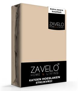 Zavelo Hoeslaken Katoen Strijkvrij Taupe-Lits-jumeaux (180x220 cm)