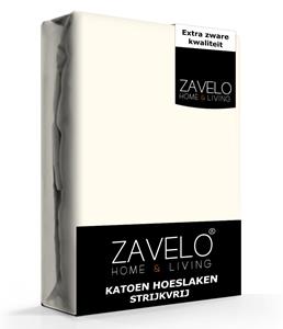 Zavelo Hoeslaken Katoen Strijkvrij Ivoor-2-persoons (140x200 cm)