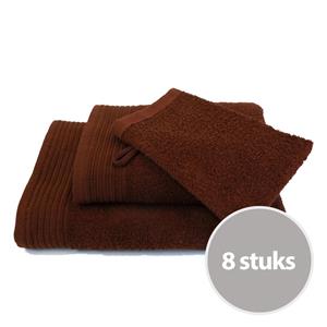 The One Towelling Budgetpakket badtextiel 450 gram Bruin - 8 stuks