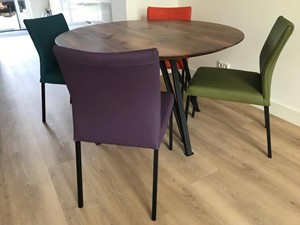 ShopX Leren eetkamerstoel basic, groenoranjepaarsturquoise leer, groeneoranjepaarseturquoise keukenstoelen