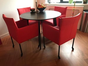 ShopX Leren eetkamerstoel desire, rood leer, rode keukenstoelen