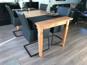 ShopX Leren eetkamerstoel ruler met armleuning, blauw leer, blauwe keukenstoelen
