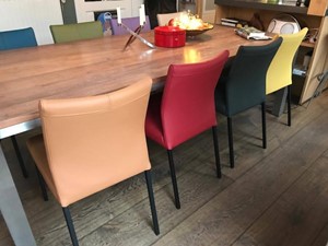 ShopX Leren eetkamerstoel basic, blauwbruingeelgroenpaarsroodturquoise leer, blauwebruinegelegroenepaarserodeturquoise keukenstoelen