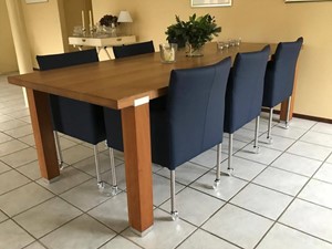 ShopX Leren eetkamerstoel desire, blauw leer, blauwe keukenstoelen