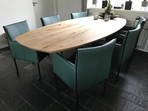 ShopX Leren eetkamerstoel desire, groen leer, groene keukenstoelen
