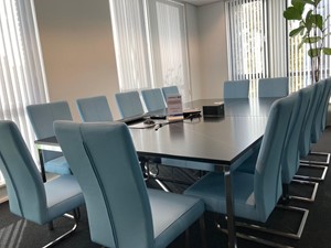 ShopX Leren eetkamerstoel dare, blauw leer, blauwe keukenstoelen