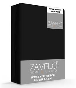 Zavelo Jersey Hoeslaken Zwart-Lits-jumeaux (190x220 cm)