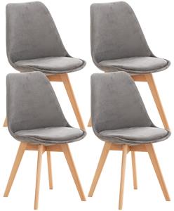 CLP 4er Set Stuhl Linares Samt Grau