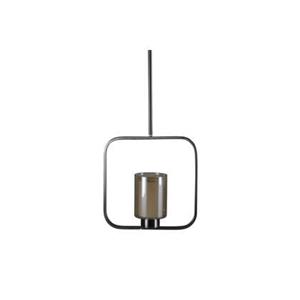 Hioshop Aludra verlichting hanglamp 34x12x34cm glas, staal zilverkleur.