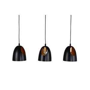 Hioshop Elda verlichting hanglamp 75x16x17cm staal zwart, koper.