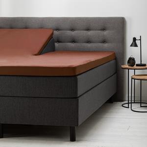 Fresh & Co Splittopper Hoeslaken - Katoen 180 x 200 cm, Kleur: Cognac