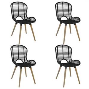 VidaXL Eetkamerstoelen 4 st natuurlijk rattan zwart