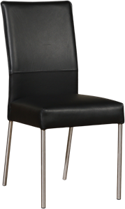 ShopX Leren stock eetkamerstoelen mees zwart, zwart leer, zwarte keukenstoelen