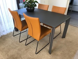 ShopX Leren eetkamerstoel mate, geel leer, gele keukenstoelen