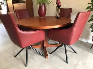 ShopX Leren eetkamerstoel fancy, rood leer, rode keukenstoelen