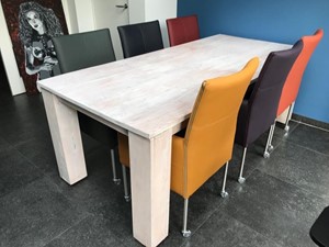 ShopX Leren eetkamerstoel spark, blauwbruingeelgroenpaarsrood leer, blauwebruinegelegroenepaarserode keukenstoelen