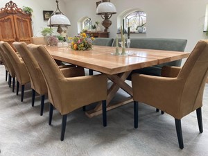 ShopX Leren eetkamerstoel just met armleuning, grijs leer, grijze keukenstoelen