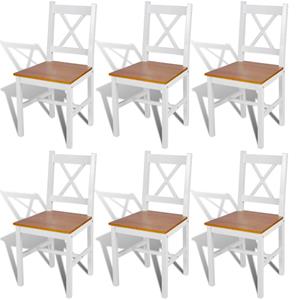 vidaXL Eetkamerstoelen 6 st grenenhout wit